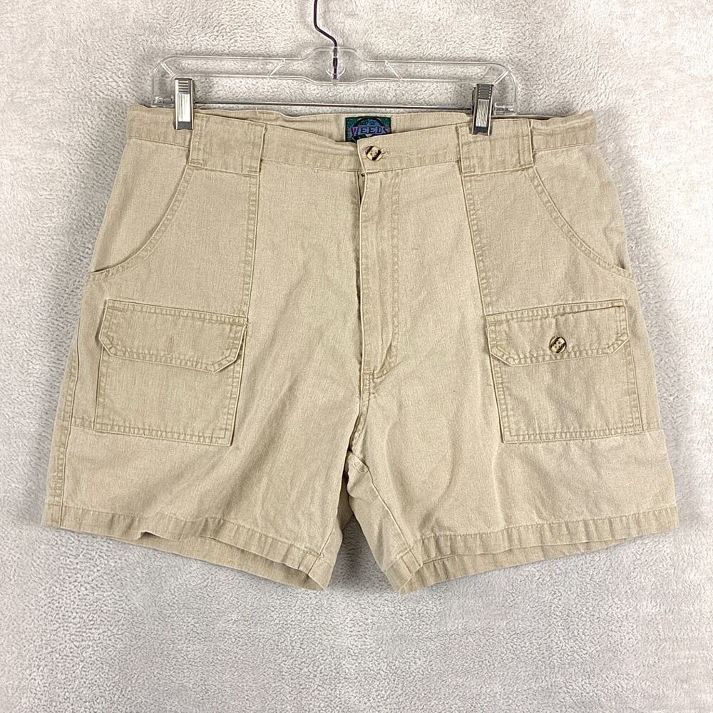 VTG Weeds Shorts Mens 36 Beige Cargo Preppy Summer Outdoors Beach Hiking 80s